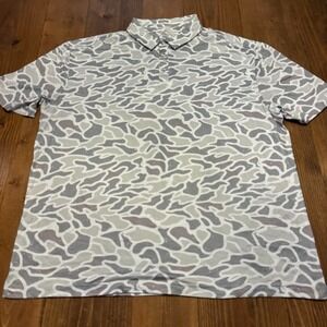 Burlebo Polo Shirt Mens 2XL White Camo Performance Stretch Outdoor Golf Active